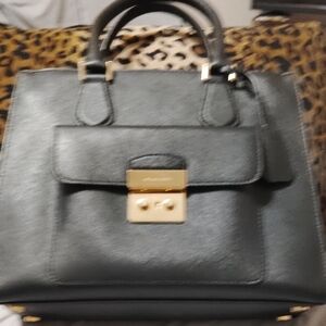 Elegant  Clean MK Black Leather Totebag